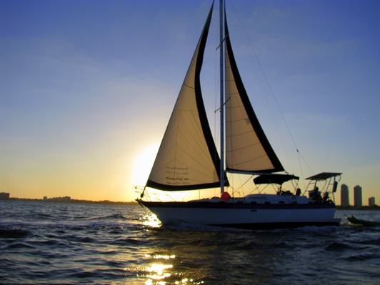 Sailboat Sunset sails on Biscayne Bay